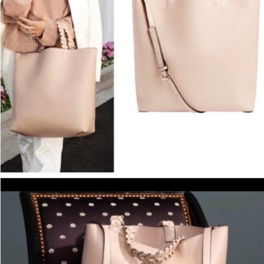 Jules Kae Cream Tote Bag with Textured Finish and Sturdy Handles